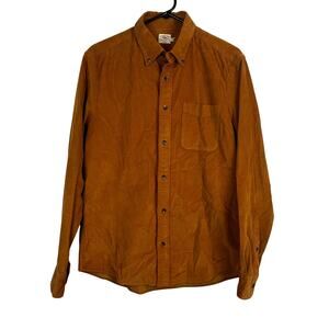 Faherty Cotton Stretch Corduroy Medium brown button down soft
